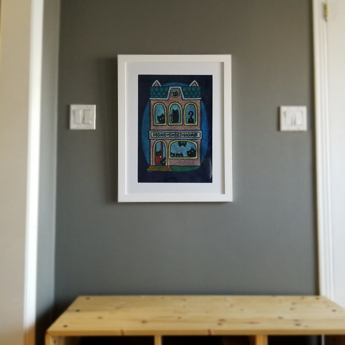 home sweet home | cat house | oil pastel illustration