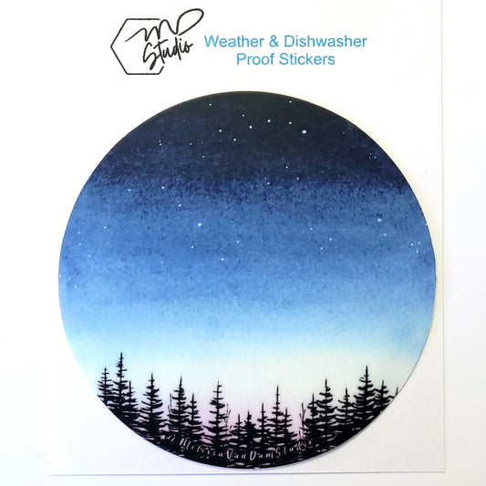 "Morning Rise" Weather Proof Circle Sticker 75mm