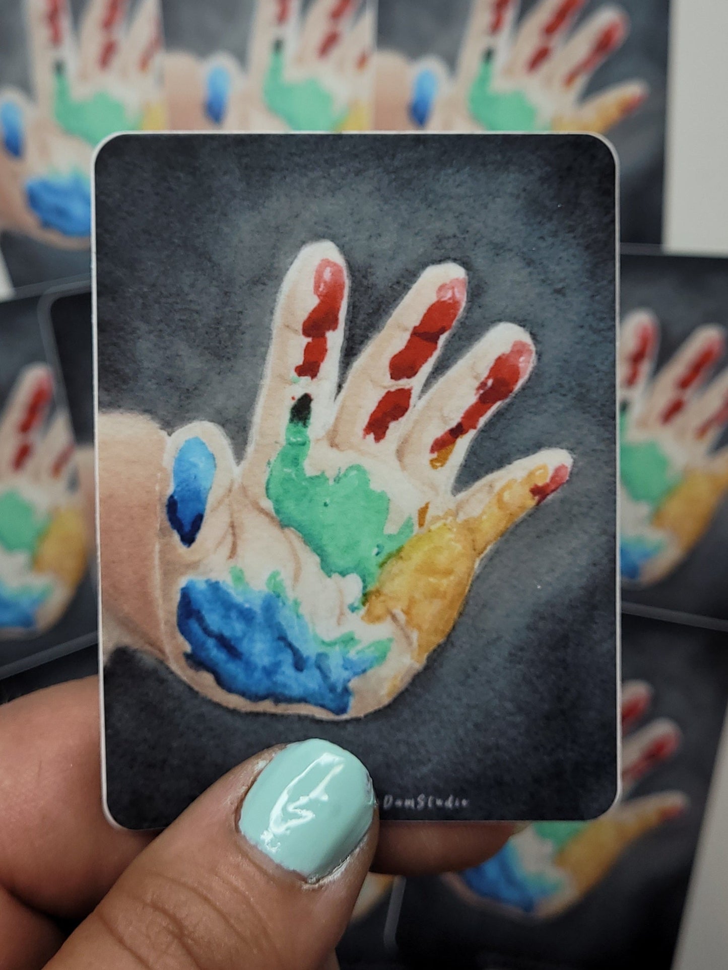 "Play with Me" Day 71 Child's Hand Covered In Paint