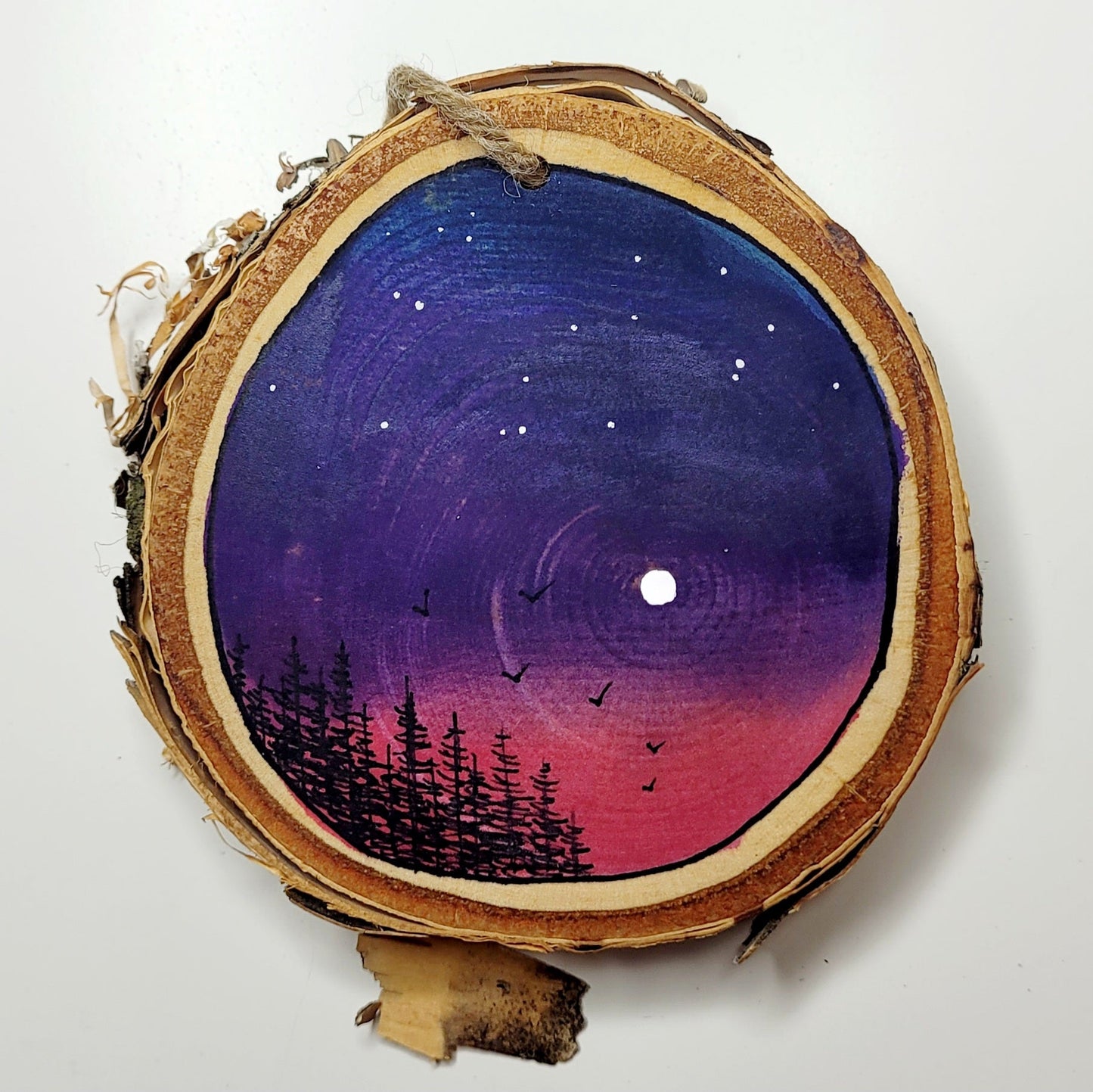 Hand Painted Wood Slice Ornaments - Medium