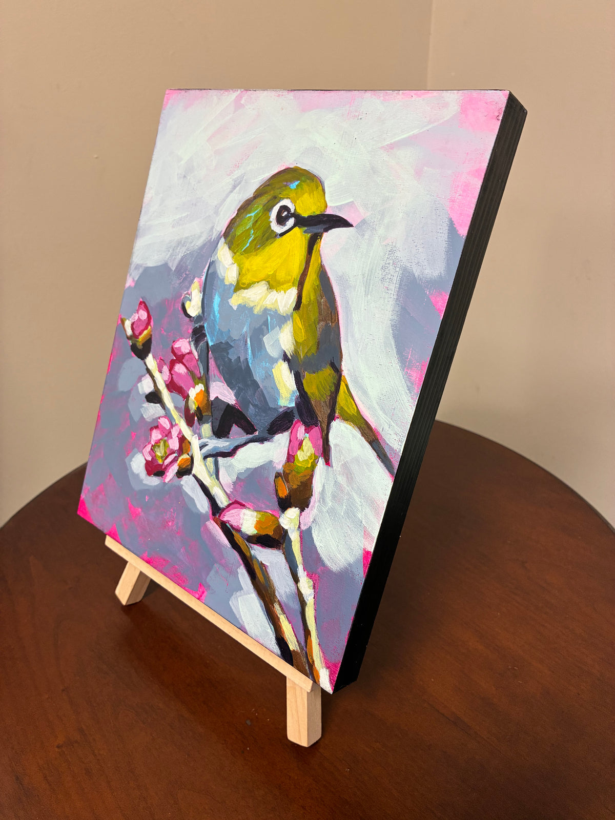 "Mejiro" Bird Acrylic Painting