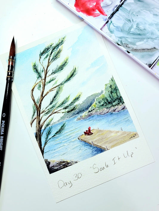 "Soak It Up" Muskoka Dock Day 30 Greeting Card