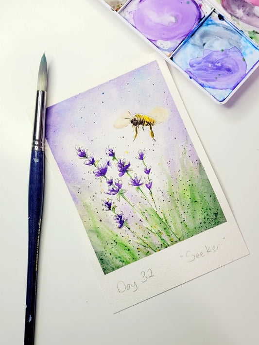 "Seeker" Day 32 Lavender Flowers with Bee