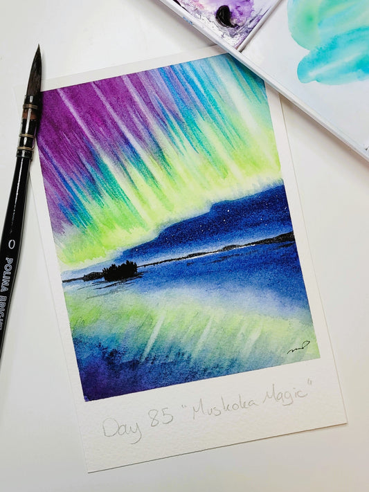 "Muskoka Magic" Northern Lights Day 85 Greeting Card
