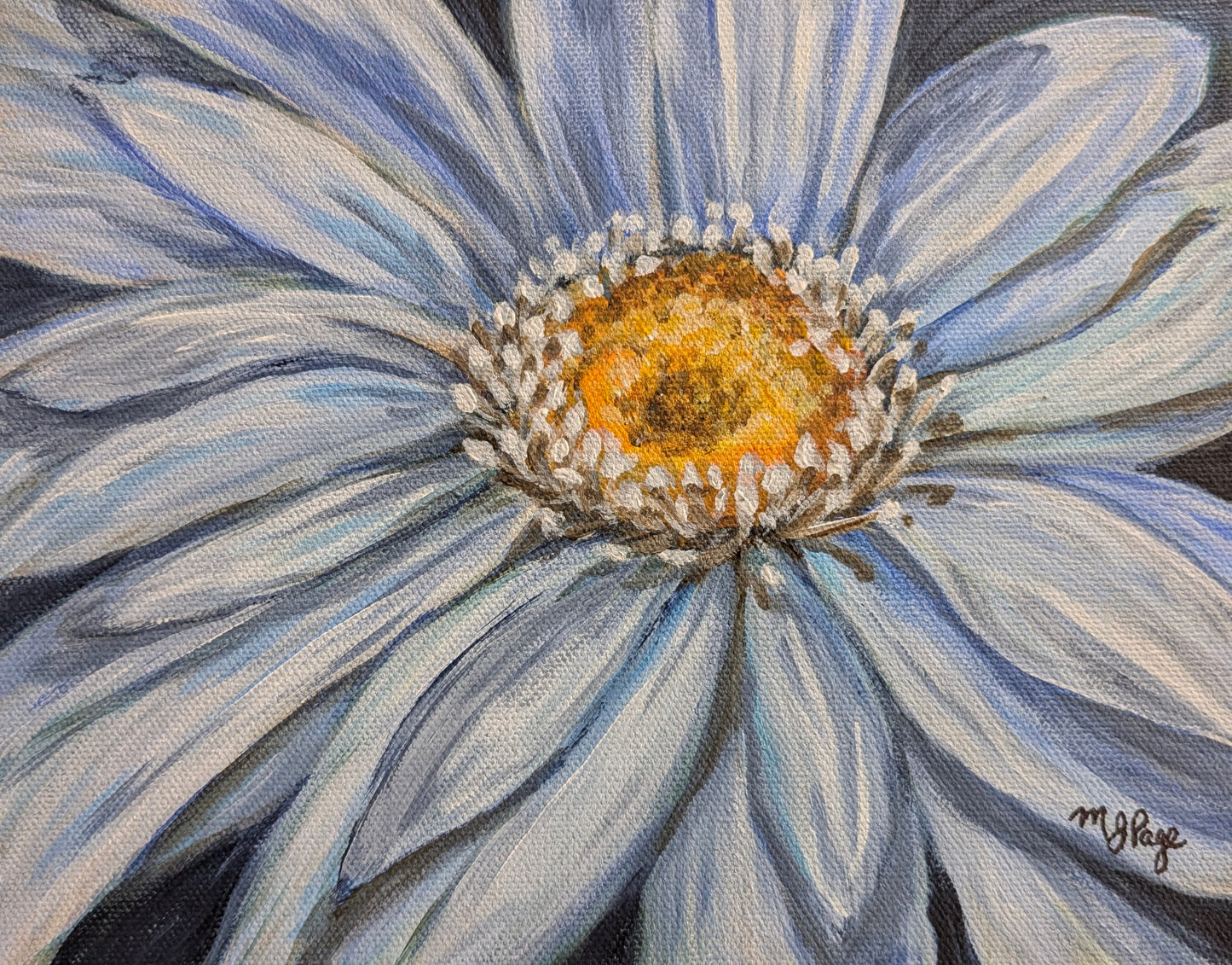 "Blue & White Gerber" Original Acrylic Painting 10x8