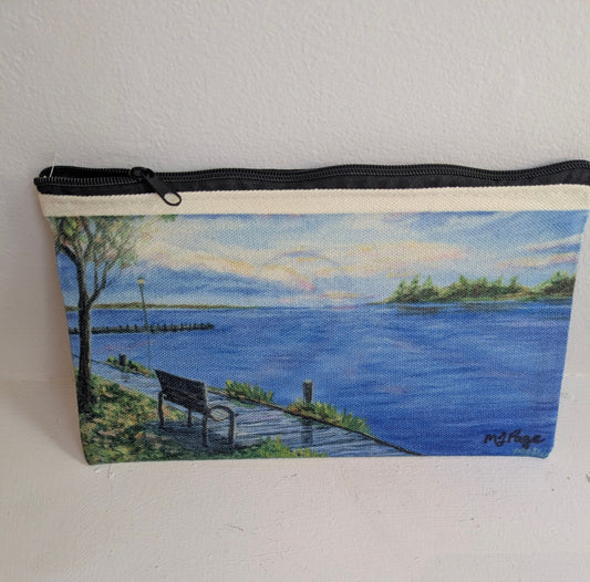 "Changing Seasons on The Waterfront", Fashion Zippered Pouch - 4.5"x 8"