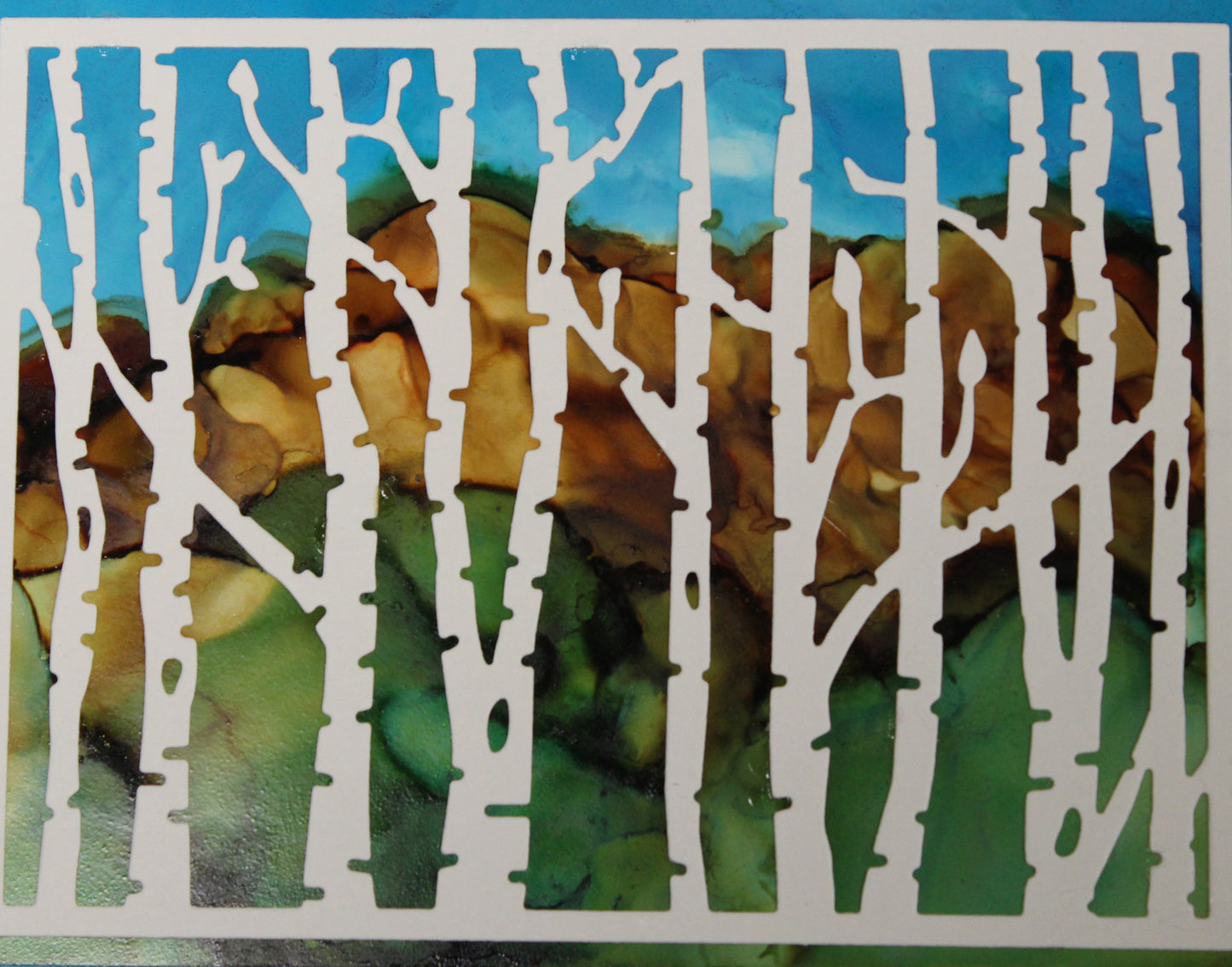 Alcohol Ink Cards with birch trees