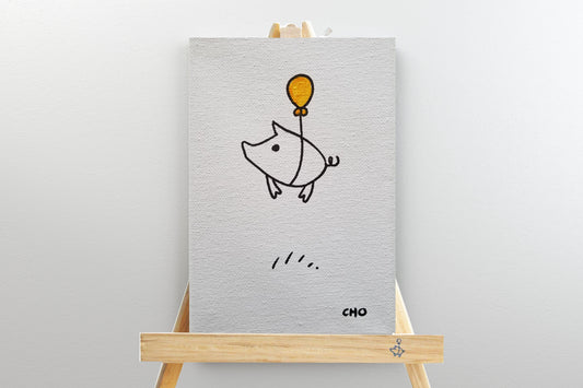 flying piggie wood easel