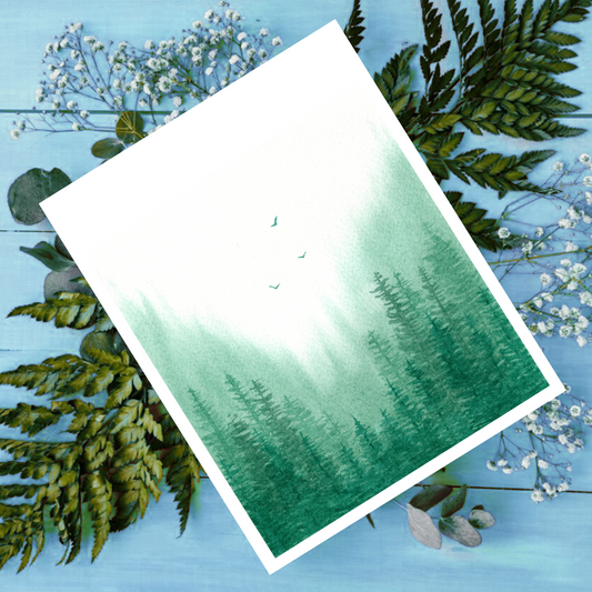 "Misty Pines" 4.25x5.5" Blank Greeting Card with Envelope