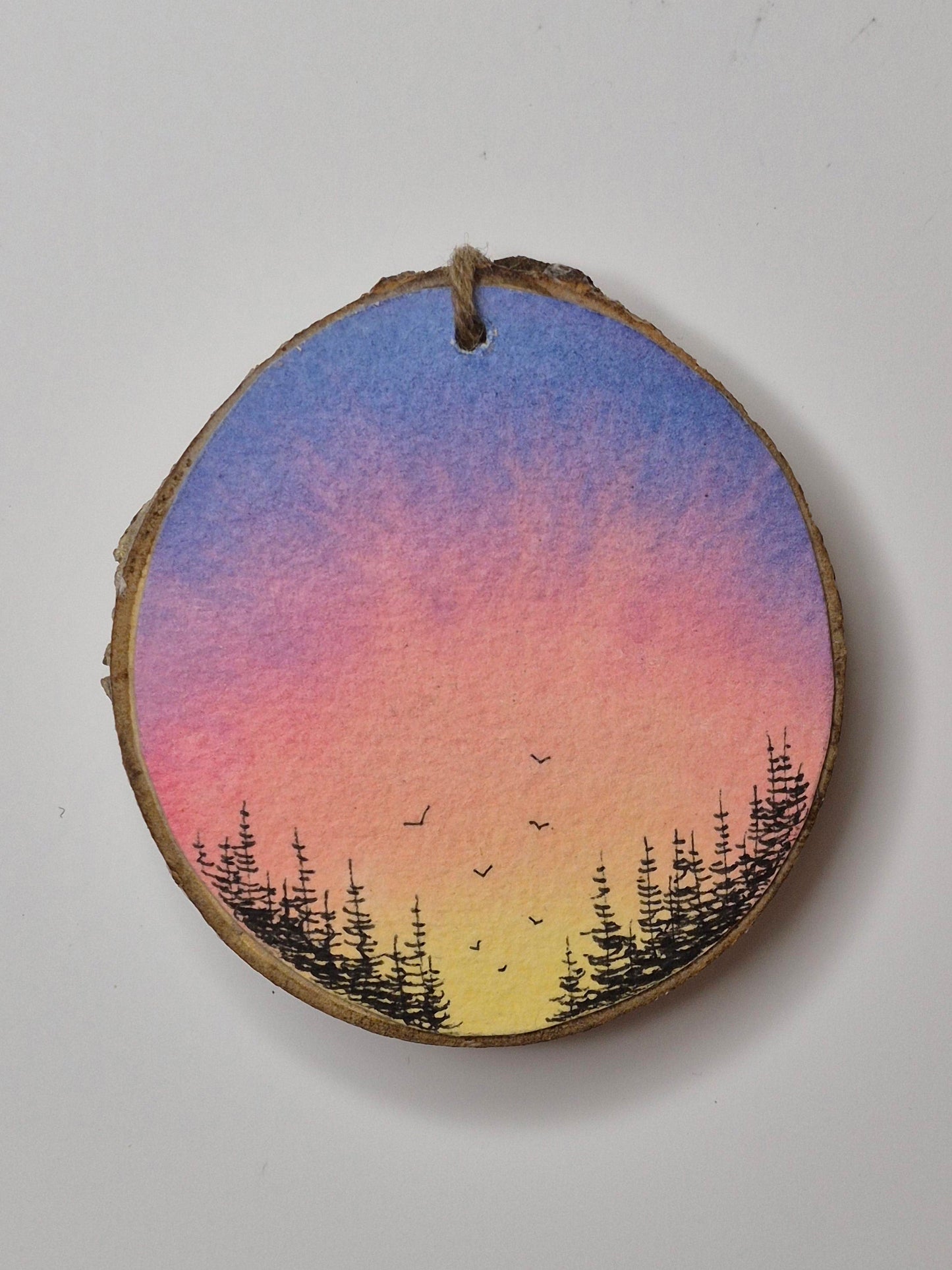 Hand Painted Wood Slice Ornaments - Medium