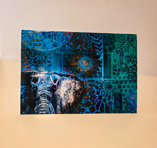 5 x 7 greeting card "blue elephant"