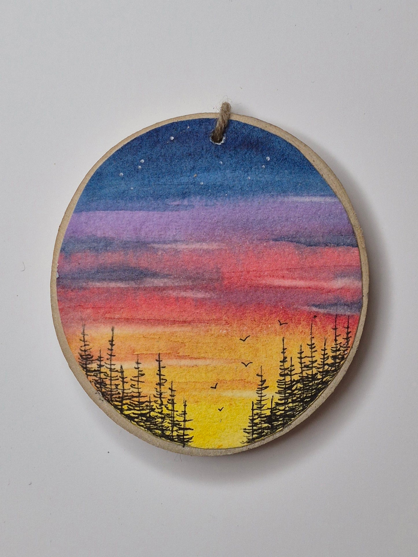 Hand Painted Wood Slice Ornaments - Medium
