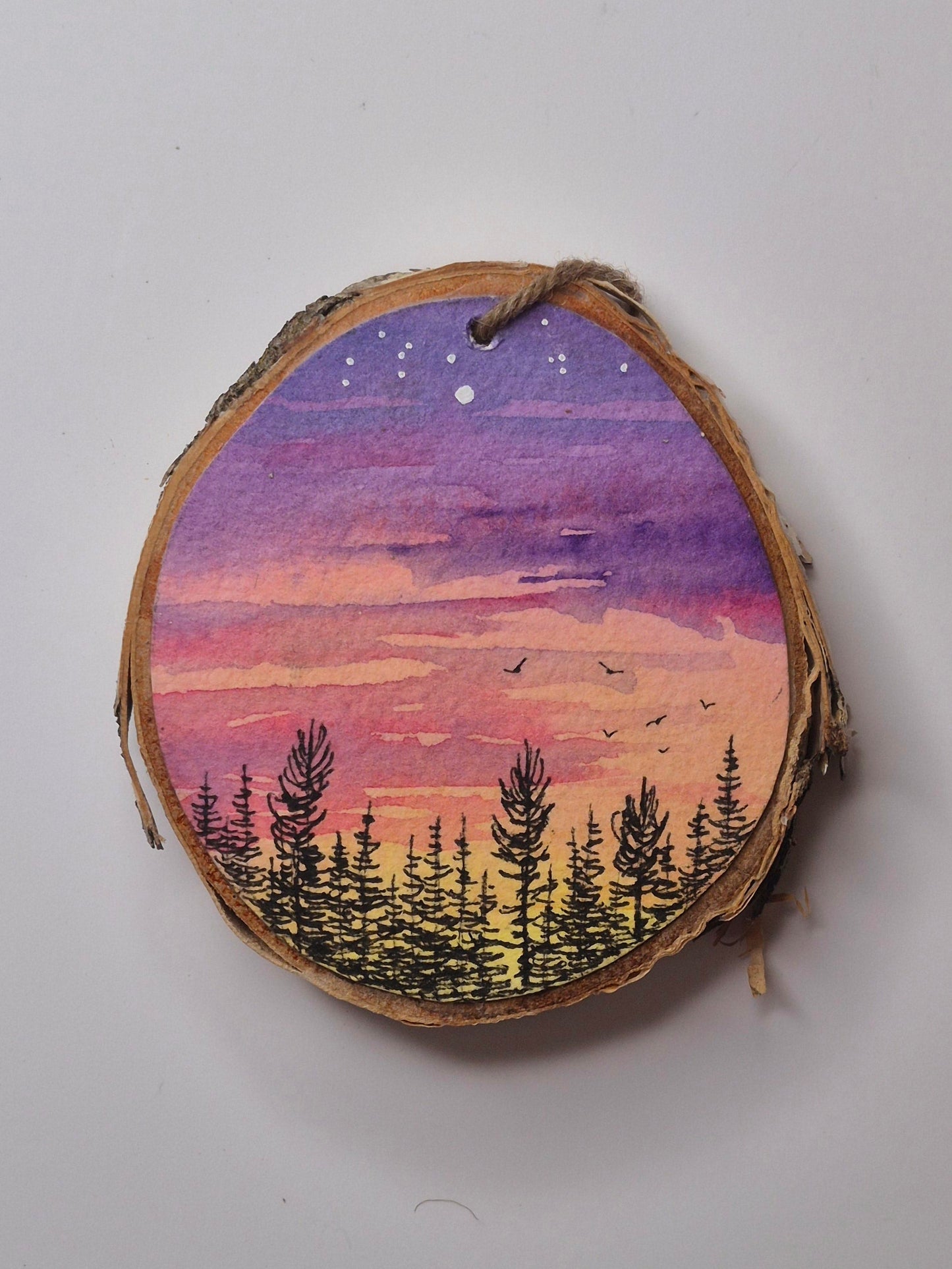 Hand Painted Wood Slice Ornaments - Medium