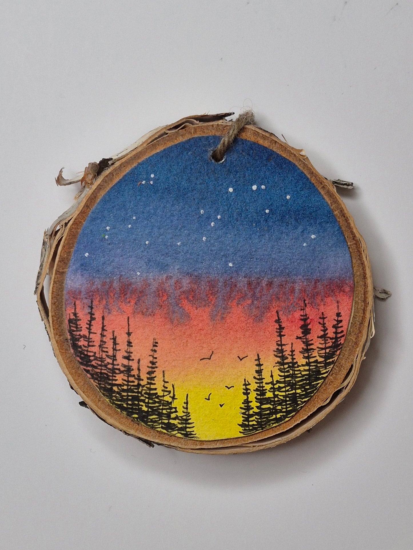 Hand Painted Wood Slice Ornaments - Medium