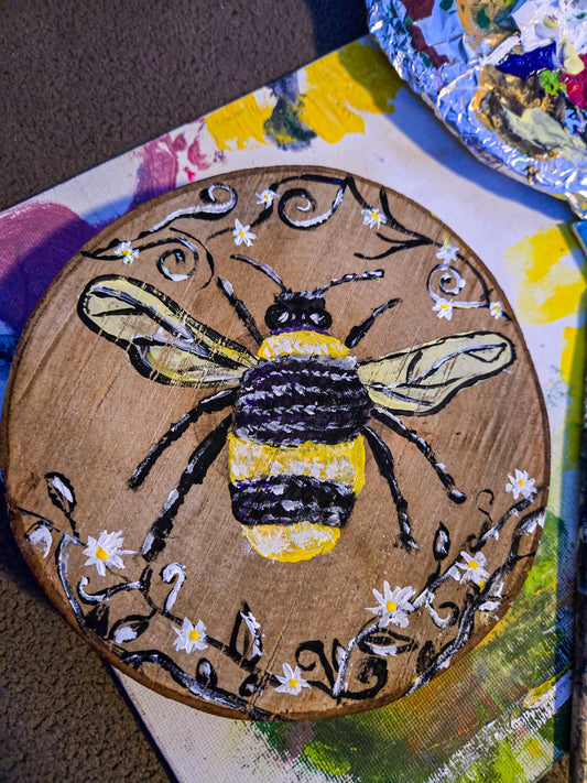 6 x 6 mr bumblebee wood painting