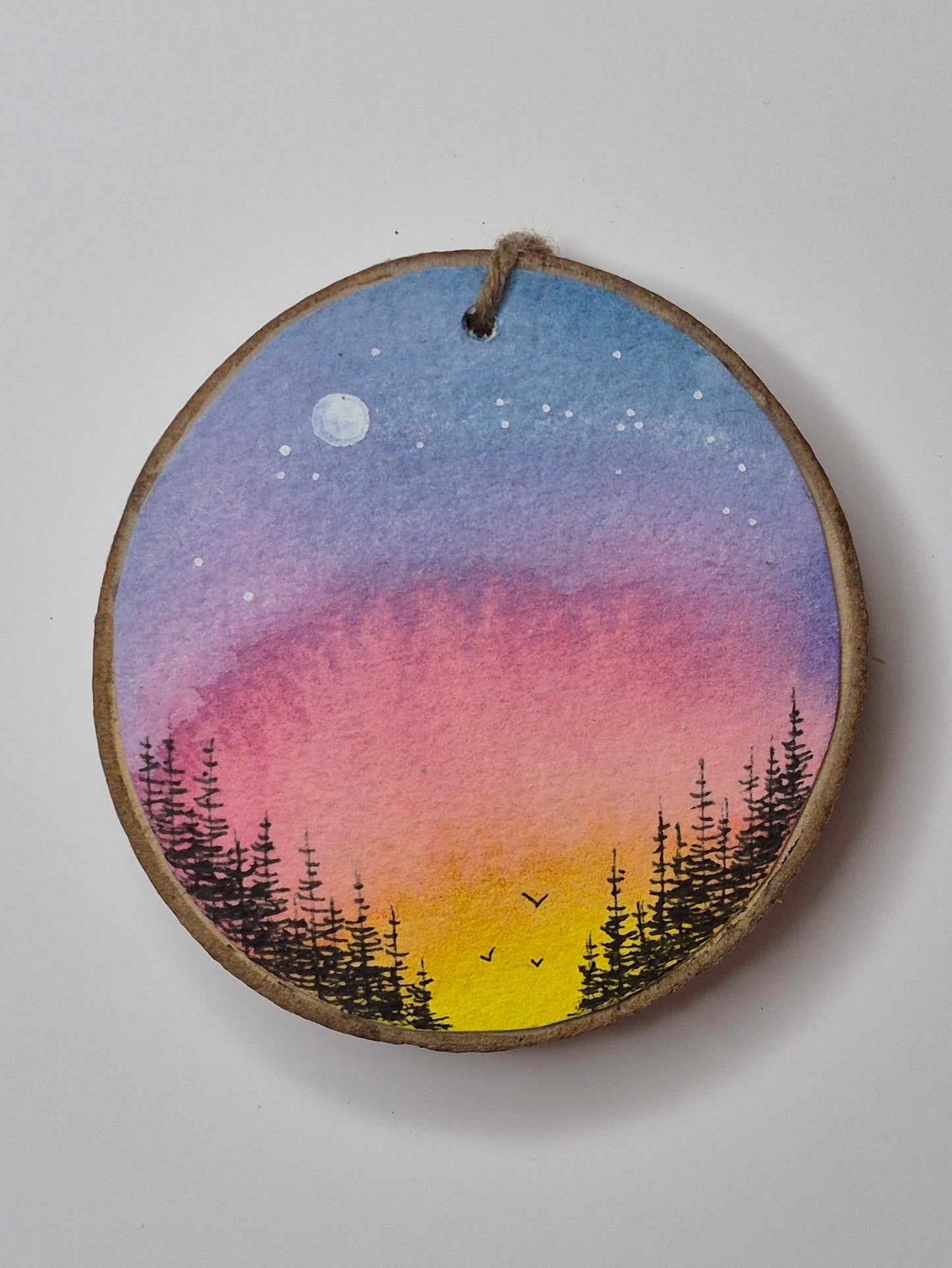 Hand Painted Wood Slice Ornaments - Medium