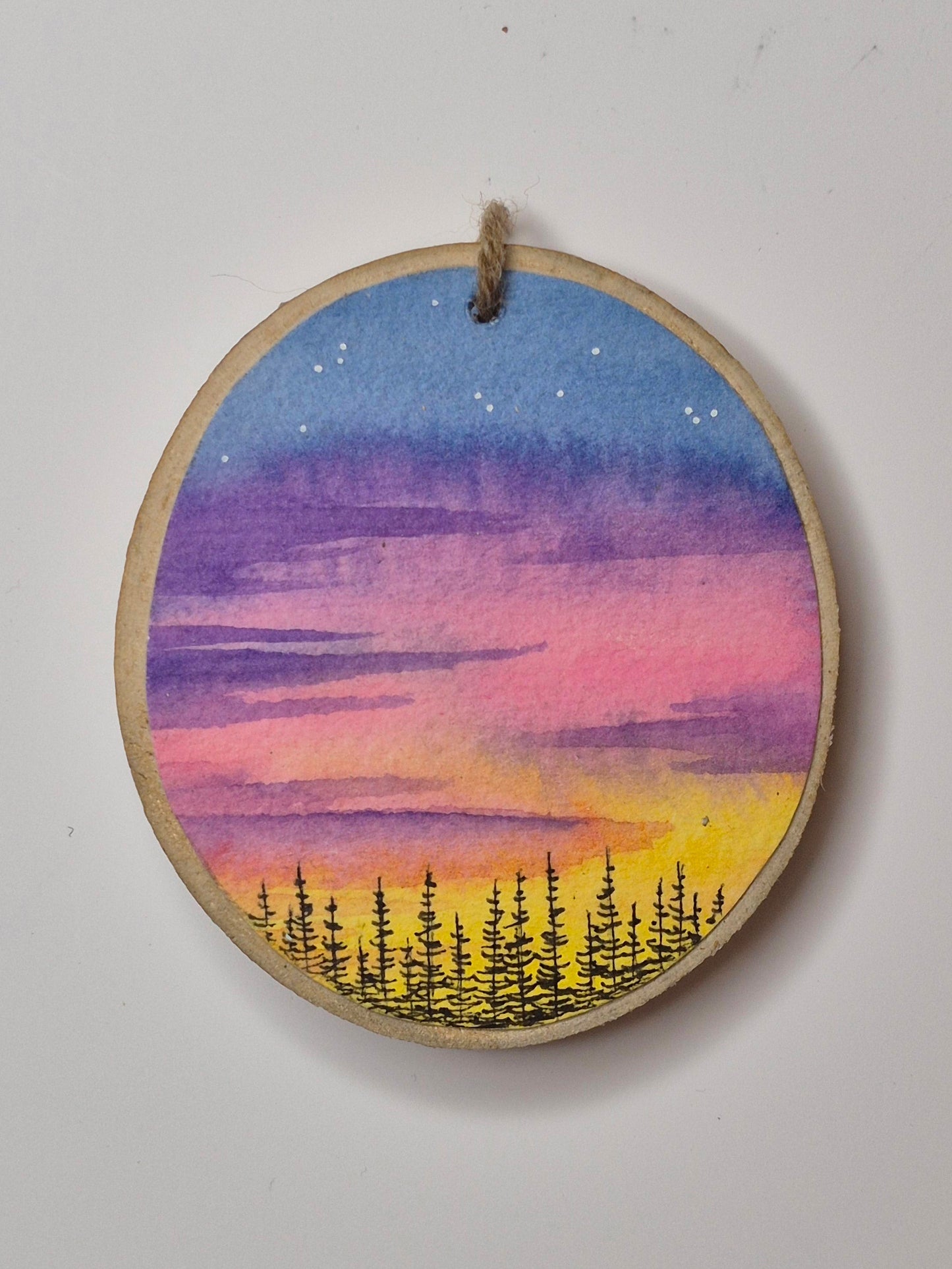Hand Painted Wood Slice Ornaments - Medium