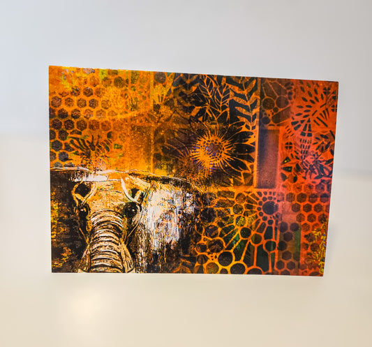 5 x 7 greeting card "elephant Guardian remix"