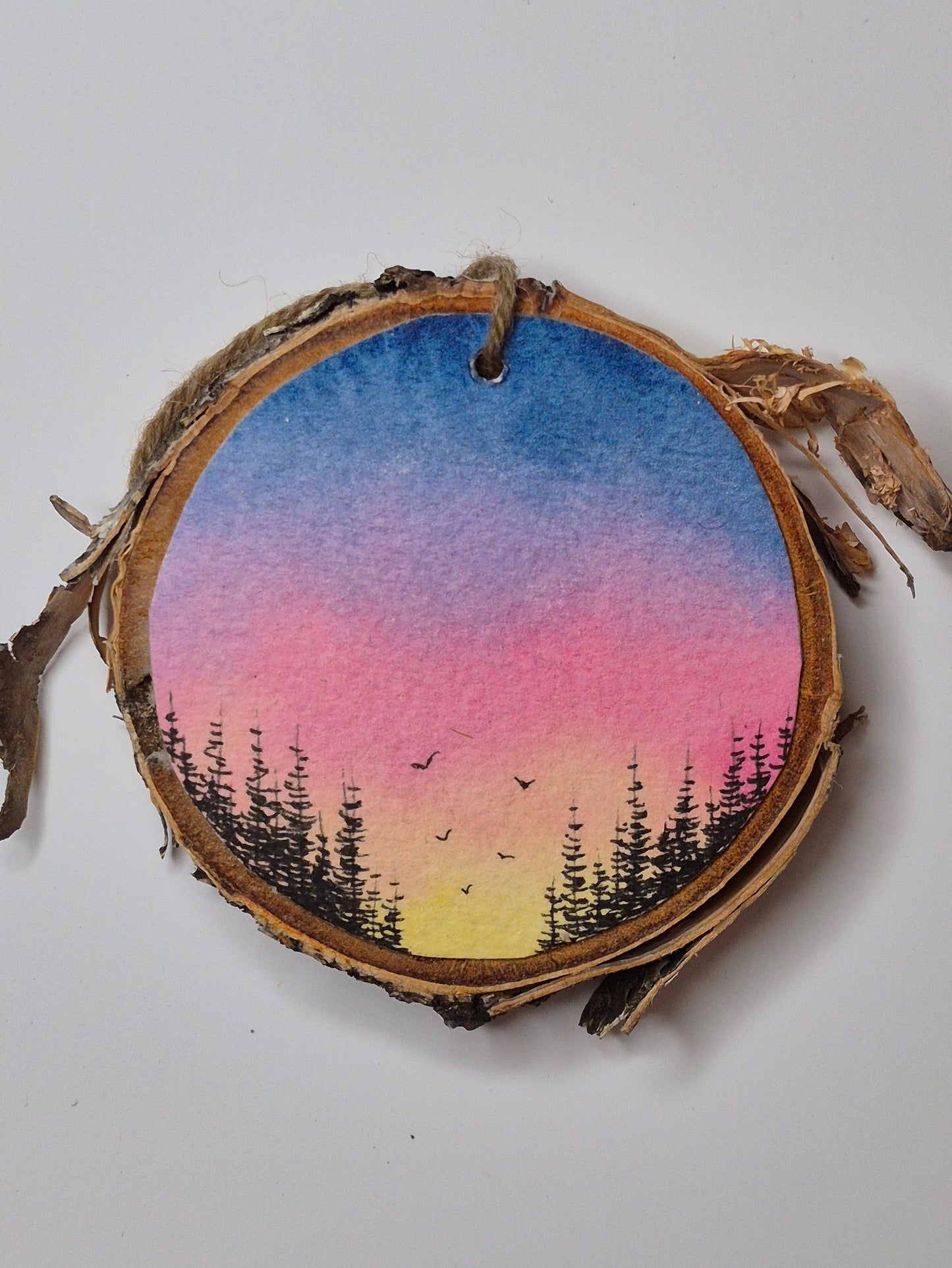 Hand Painted Wood Slice Ornaments - Medium