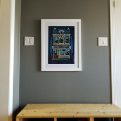 home sweet home | cat house | oil pastel illustration