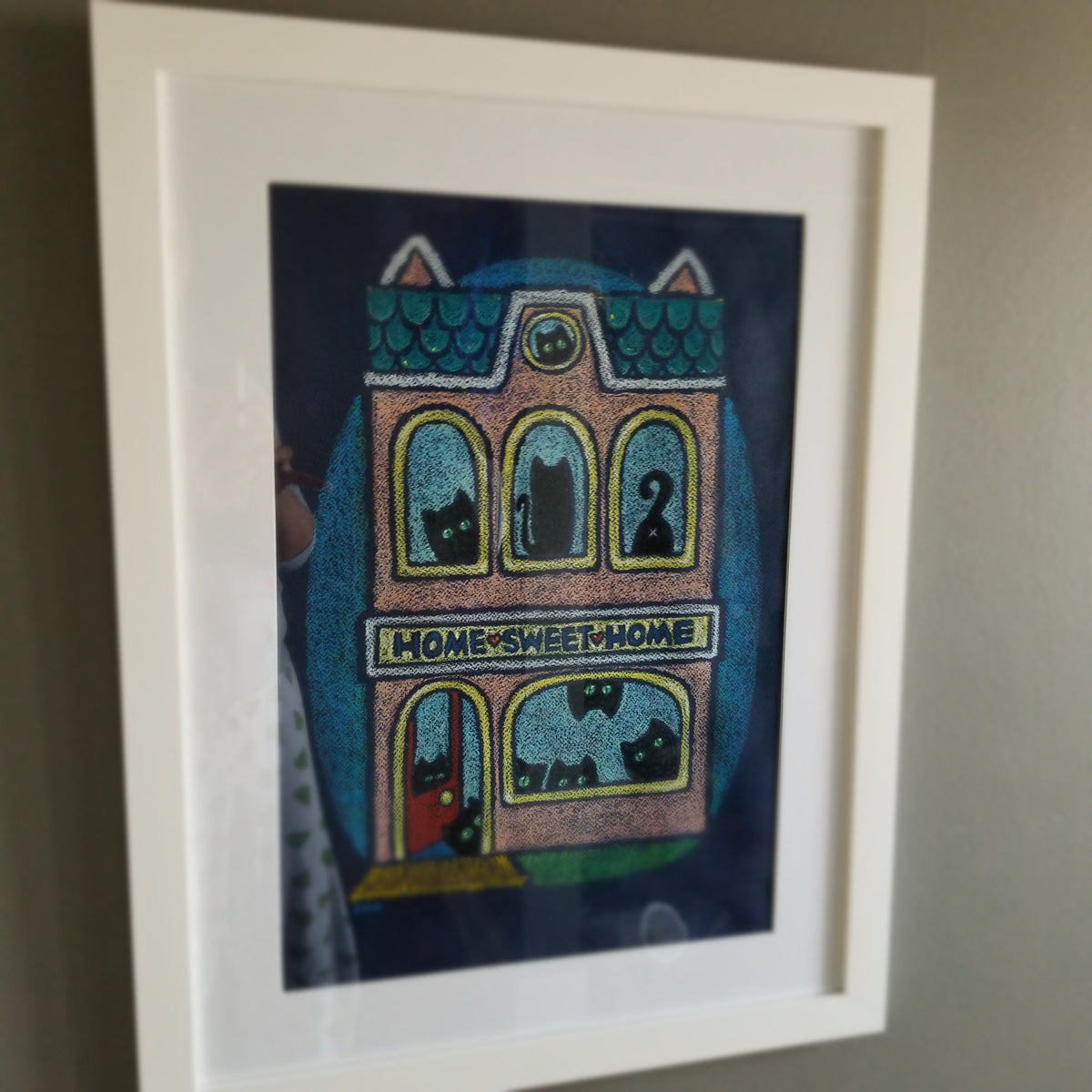 home sweet home | cat house | oil pastel illustration