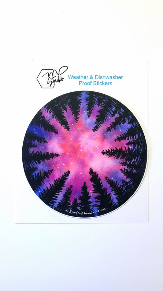 "Pink Nebula" Weather Proof Circle Sticker 75mm
