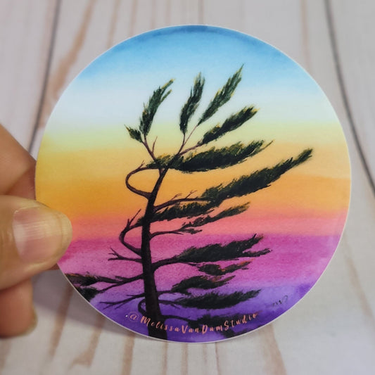 "Eden's Sunset" Weather Proof Circle Sticker 75mm