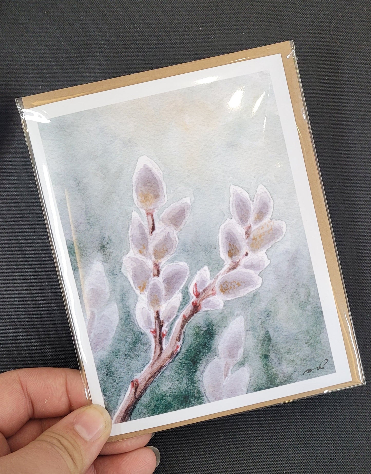 "She'll Never Be a Cat" Pussy Willow 4.25x5.5" Blank Greeting Card with Envelope