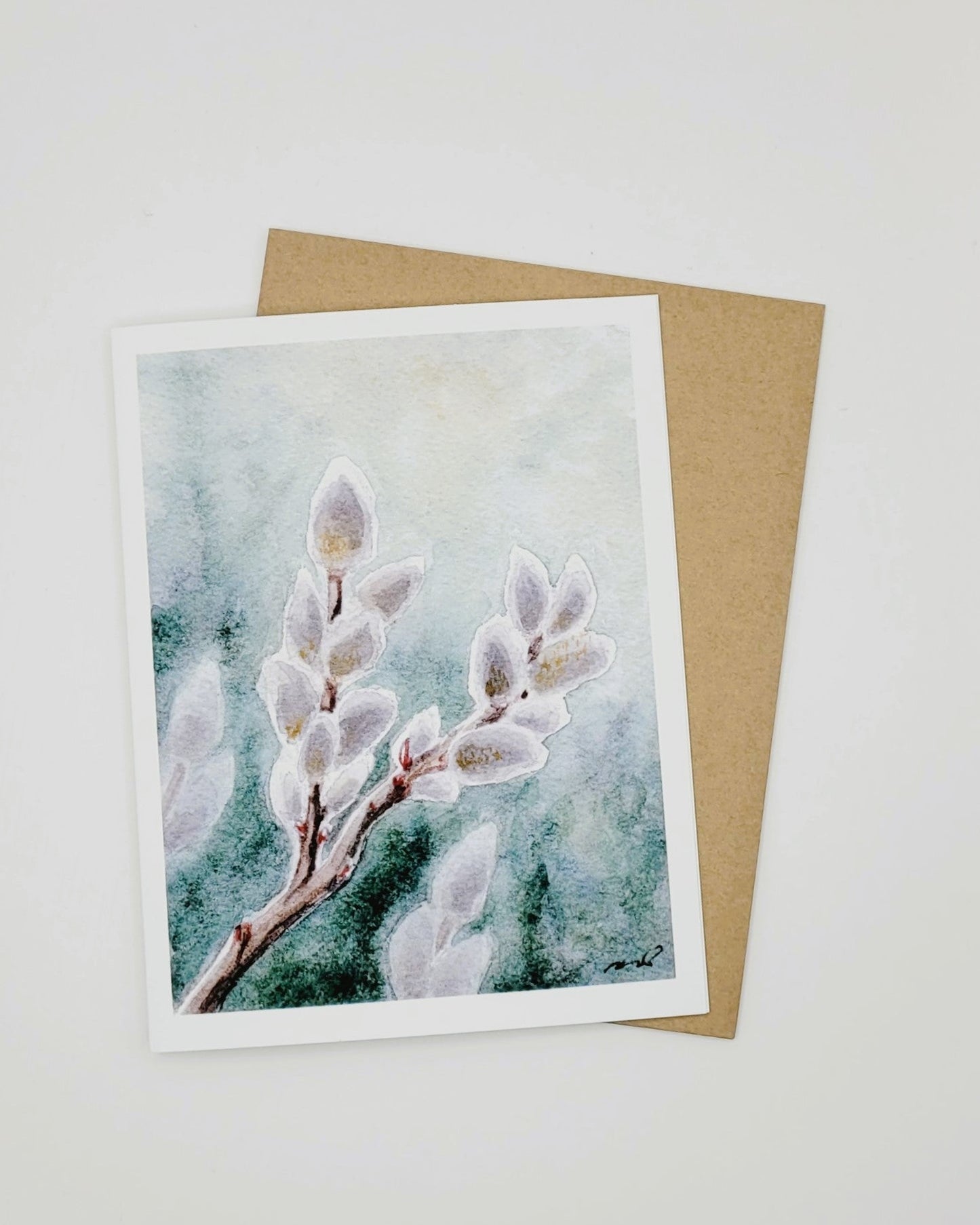 "She'll Never Be a Cat" Pussy Willow 4.25x5.5" Blank Greeting Card with Envelope