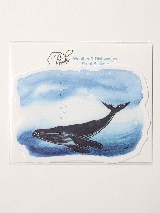 Watercolour Whale Weather Proof Sticker