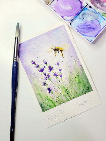 "Seeker" Day 32 Lavender Flowers with Bee