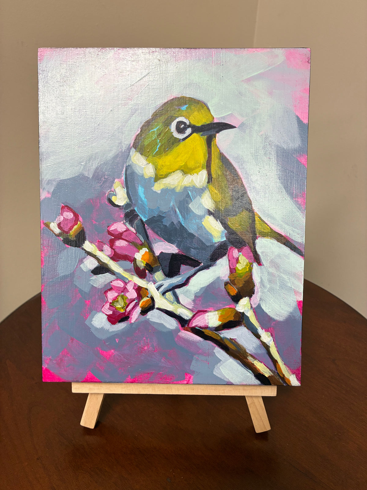 "Mejiro" Bird Acrylic Painting