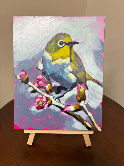 "Mejiro" Bird Acrylic Painting