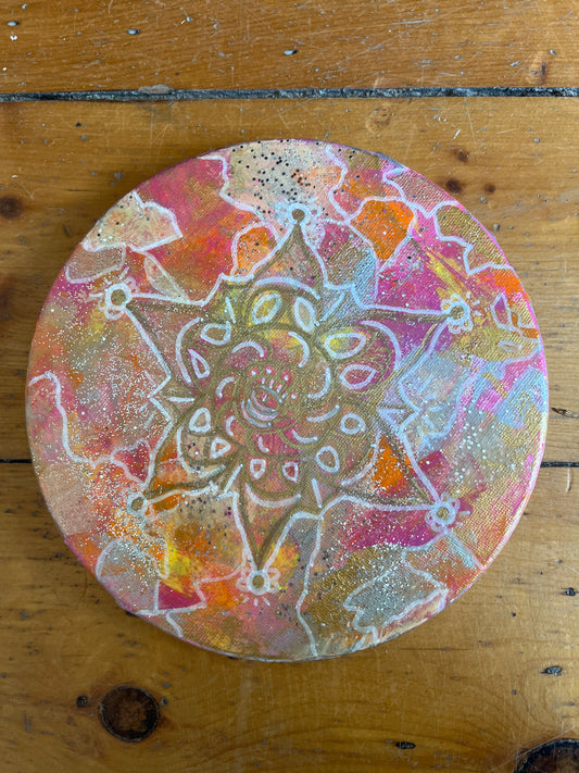 Pink/Gold Circle Canvas