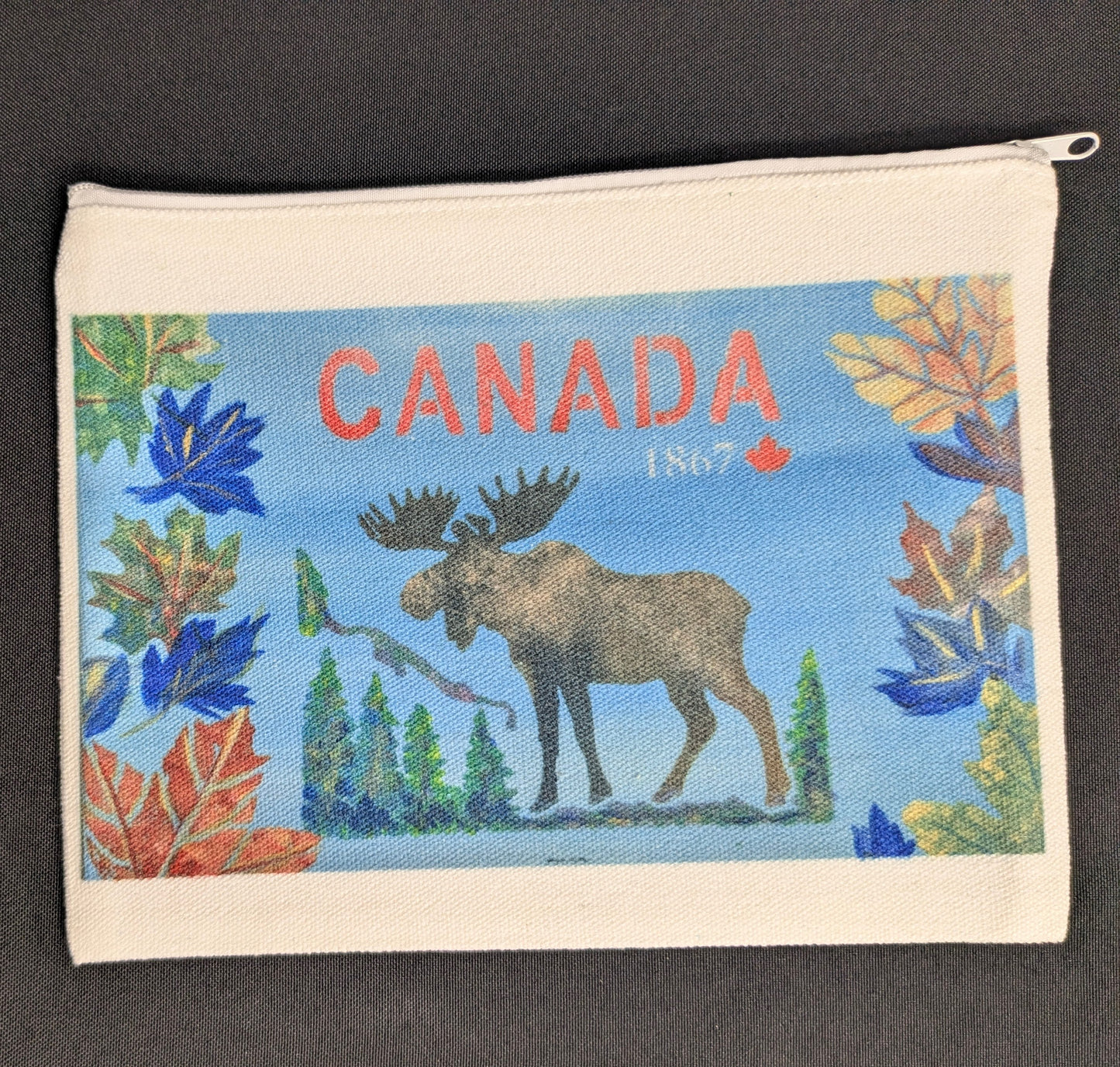 Canvas -Zippered  Pouch 6.75" x 8.5 "