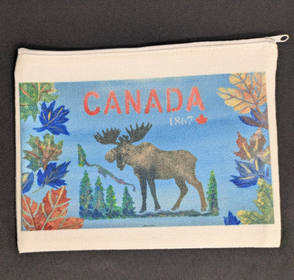 Canvas -Zippered  Pouch 6.75" x 8.5 "