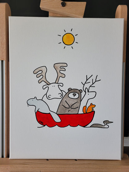 Canadian ark | red canoe | 16x20