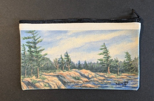 "Granite Shoreline" Fashion Zippered Pouch - 4.5"x 8"