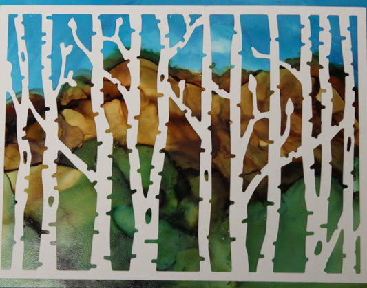 Alcohol Ink Cards with birch trees