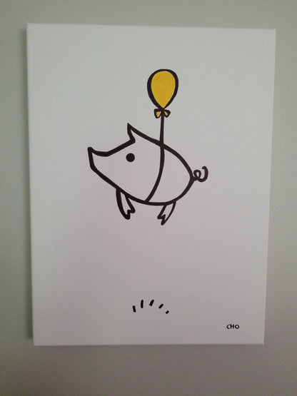 BIG flying piggie 12x16