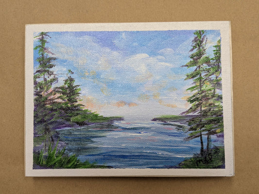 "Lake Landscape #14" Original Acrylic Painting 6x8