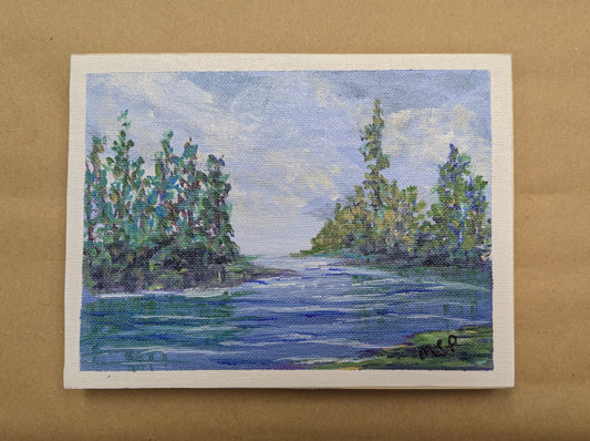 "Lake Landscape #15" Original Acrylic Painting 6x8
