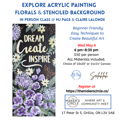Exploring Acrylic Painting- Florals with Stenciled Background