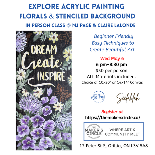 Exploring Acrylic Painting- Florals with Stenciled Background