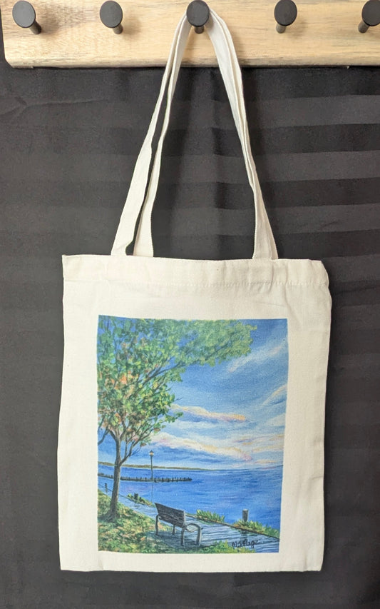 "Changing Seasons on the Waterfront" Fashion Tote Bag, Medium size,  11.5 x13.5