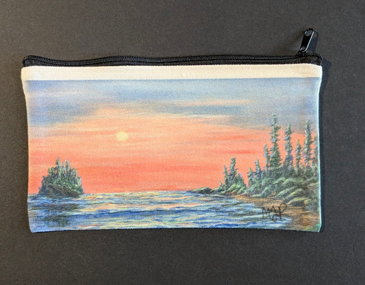 "Sunset on the Bay" Fashion Zippered Pouch - 4.5"x 8"