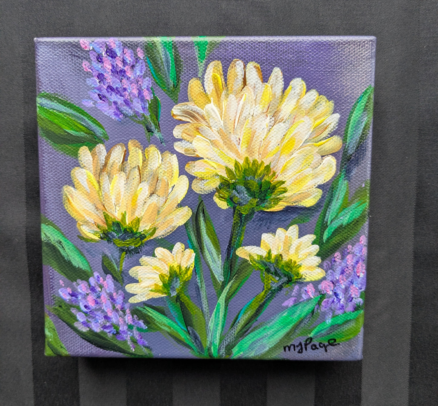 "Yellow Chrysanthemum" Original Acrylic Painting 6x6