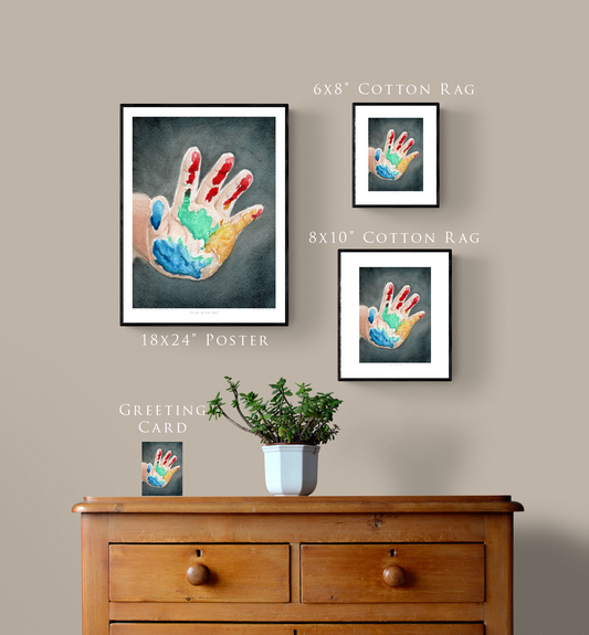 "Play with Me" Day 71 Child's Hand Covered In Paint