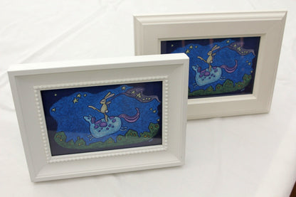 catching dreams | flying horse & bunny | canvas print | framed 4x6 print