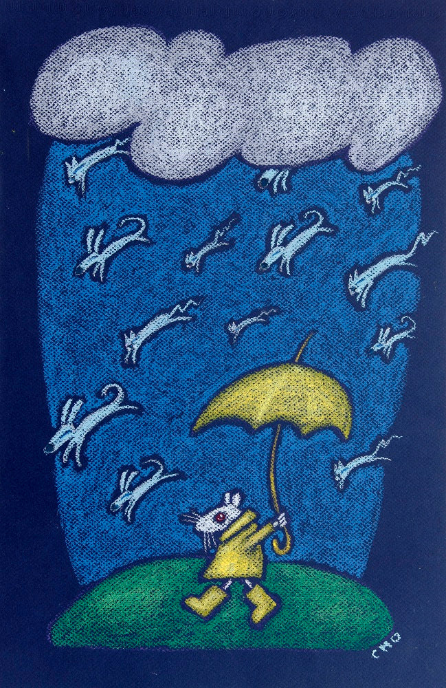 raining cats & dogs | raincoats rainboots umbrellas springtime | canvas print | framed 4x6 print